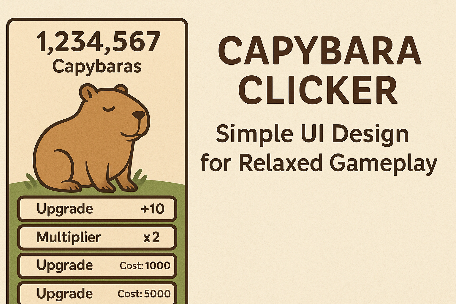Capybara Clicker – Simple UI Design for Relaxed Gameplay