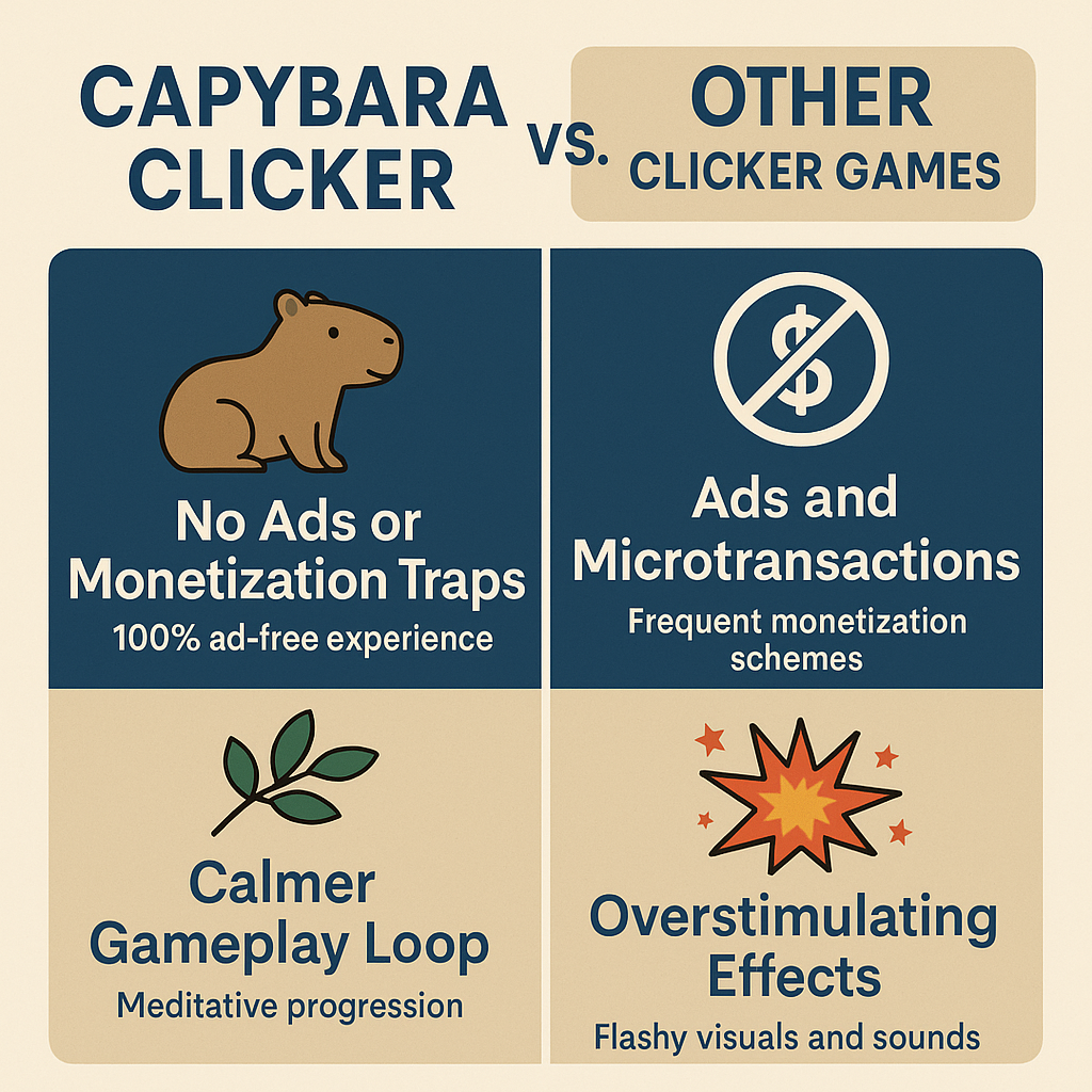 Comparison between Capybara Clicker and other idle clicker games – visual infographic